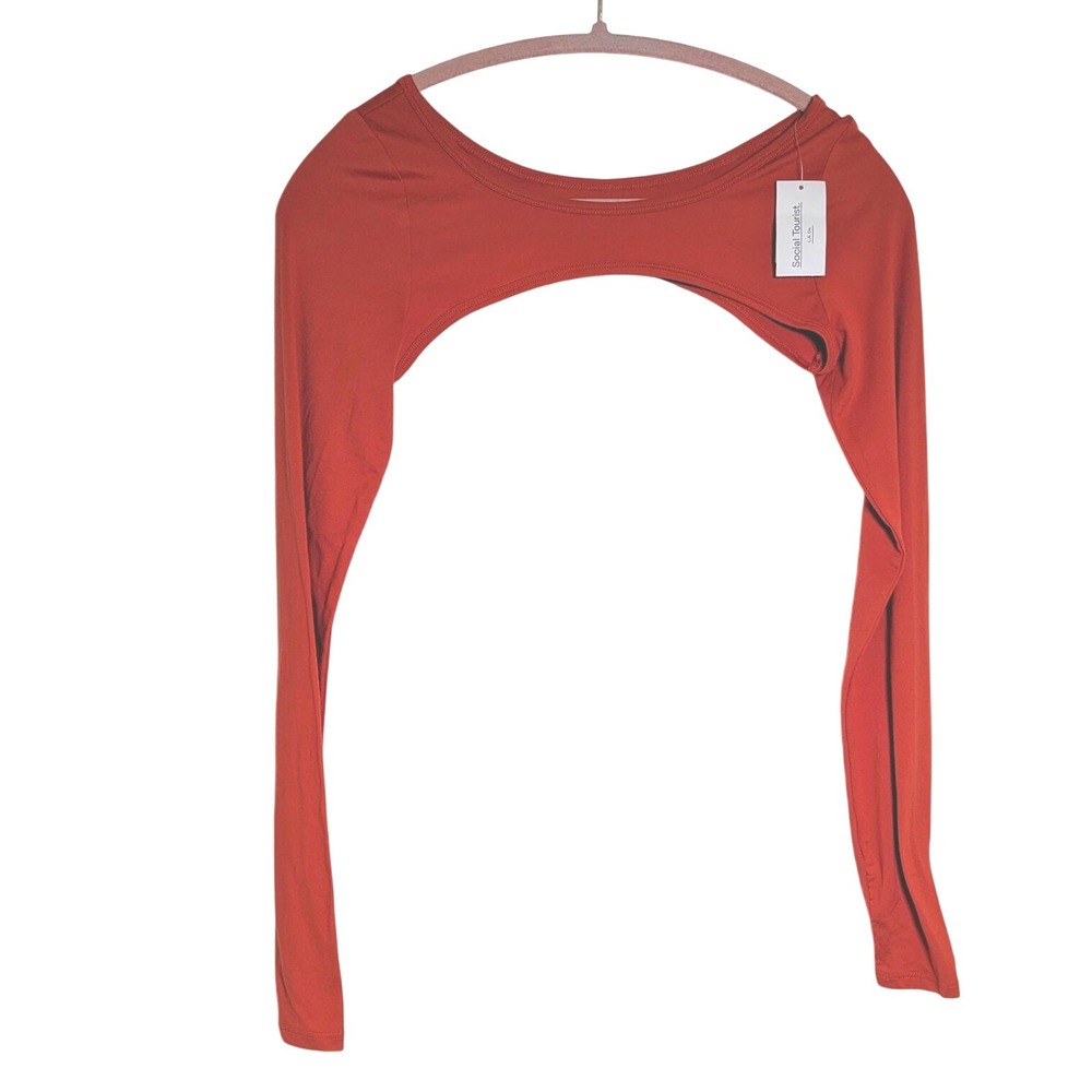 Social Tourist L.A.‎ Ca. Cutout Long Sleeve Top Rust Orange Size Small